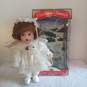 Vintage 1992 Anco Porcelain Doll Angel Christmas w Box